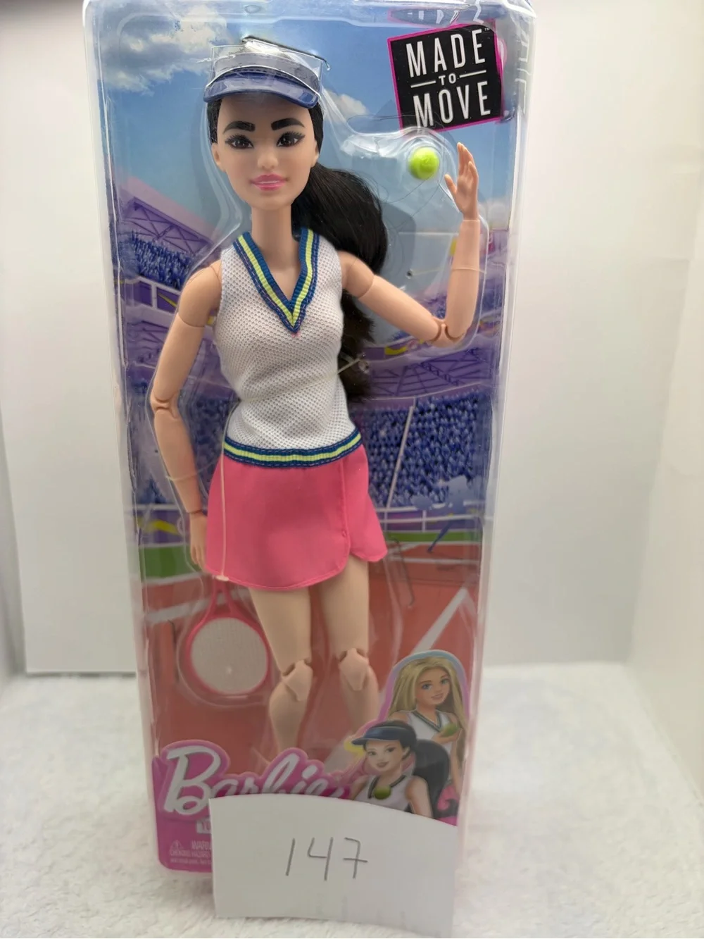 Barbie Tennis Doll - White Top, Pink Skirt, Blue Trim